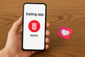 The photo symbolizing taking a break and deleting apps to avoid dating app burnout