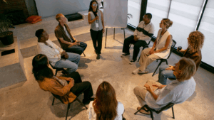 The photo illustrates one of the best places to meet women as an introvert&mdash;structured classes or group workshops that foster natural connections in a relaxed environment.